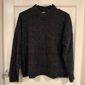 Madewell Women’s Donegal Black Redmond Mock Neck Wool Pocket Sweater - M